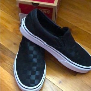 Black checker board Vans